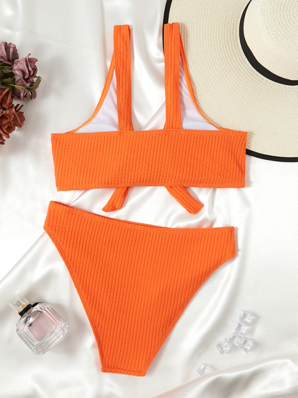 Women’s Swimwear Pierced Solid Color Hollow Bikinis
