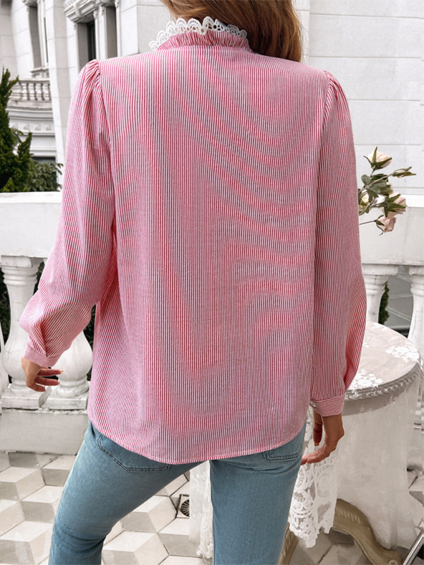 Women’s Temperament Contrast Striped Shirt