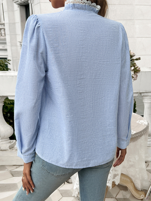 Women’s Temperament Contrast Striped Shirt