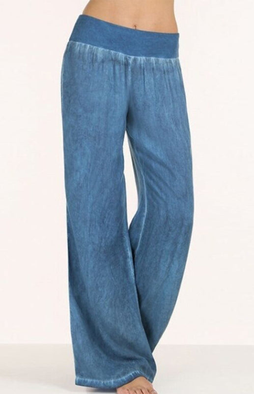 Women’s Thin Denim Wide-Legged Pants Pants - Blue / S