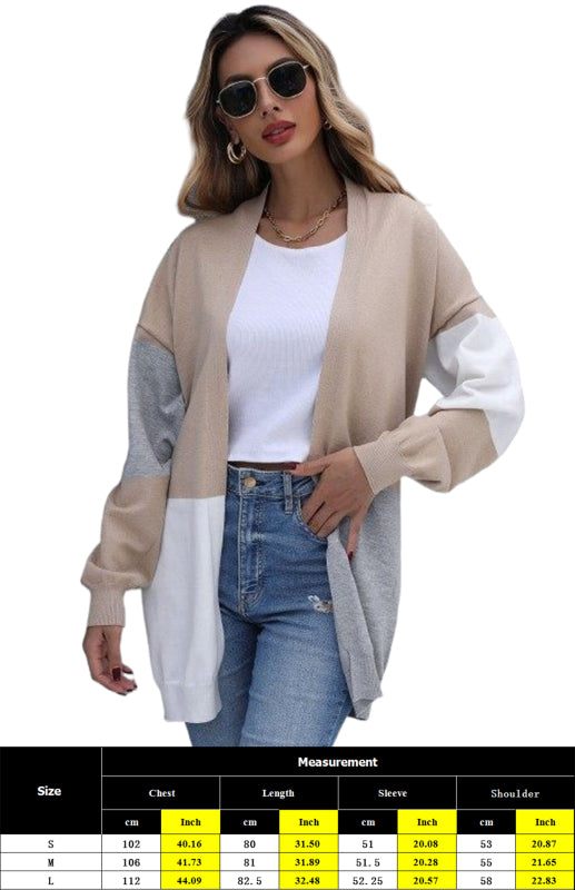 Women’s Three-Color Contrast Sweater Cardigan