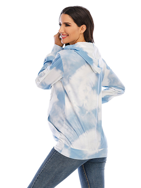 Women’s Tie Dye Breastfeeding Loose Maternity Hoodies
