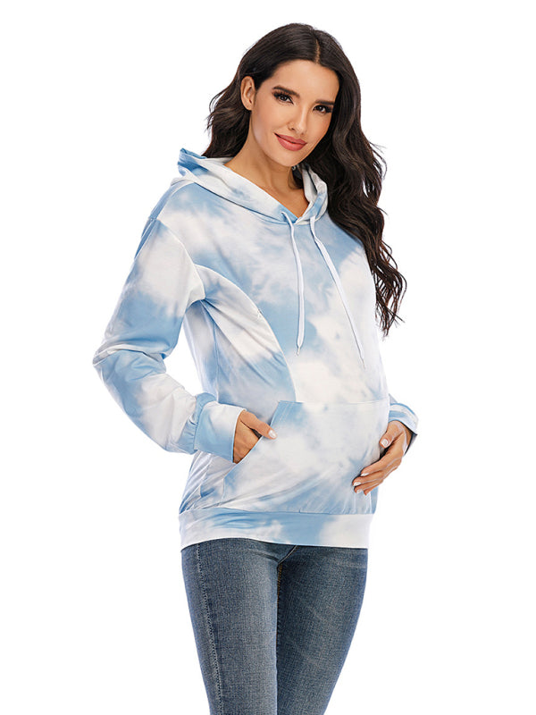 Women’s Tie Dye Breastfeeding Loose Maternity Hoodies