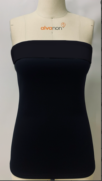 Women’s tight-fitting turned-up bandeau top - Black / S