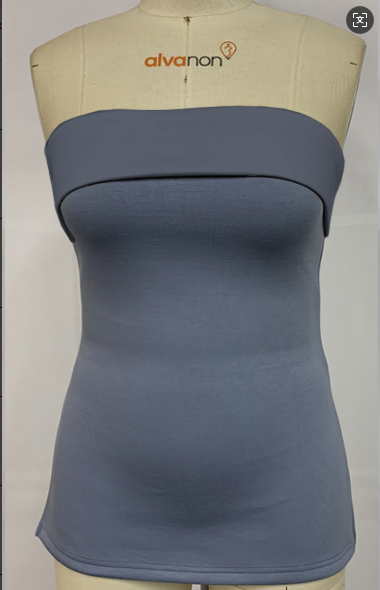 Women’s tight-fitting turned-up bandeau top - Blue / S
