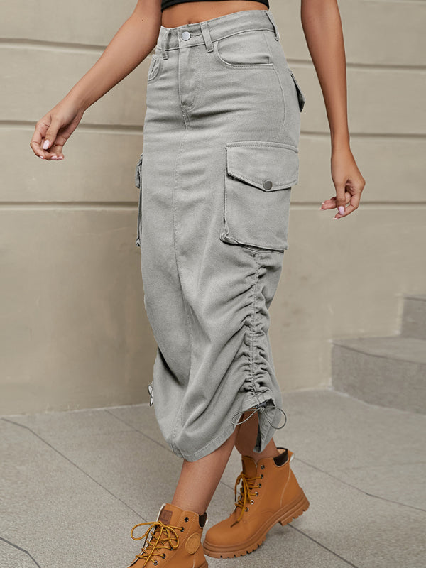 Women’s Utility Cargo Midi Skirt - Grey / S