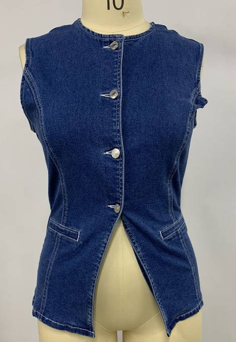 Women’s v-neck with long sleeveless pullover vest - Blue / S