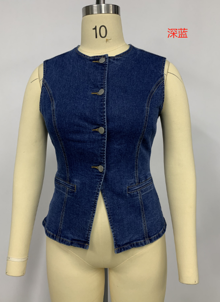 Women’s v-neck with long sleeveless pullover vest - Dark blue / S