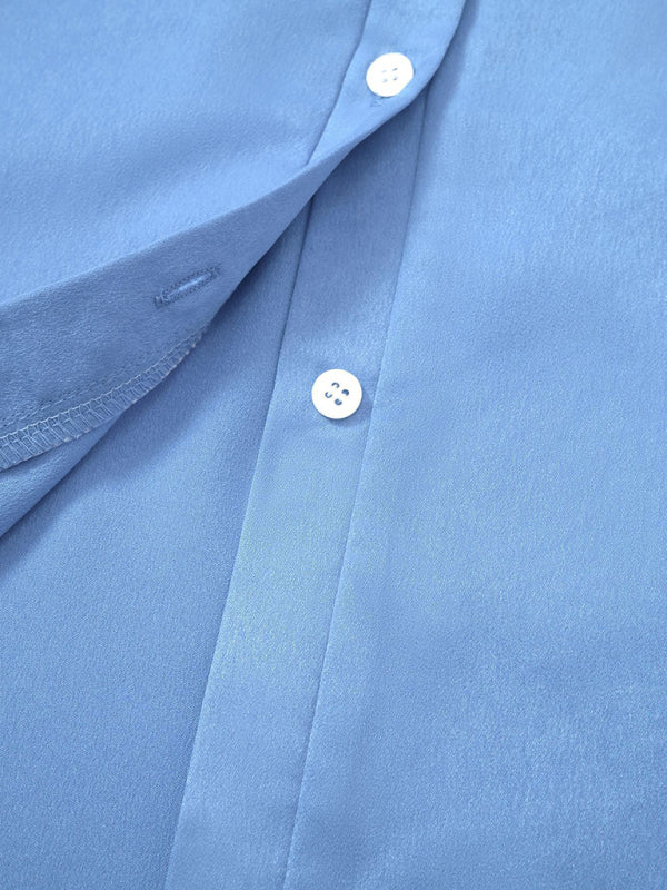 Women's woven casual loose short-sleeved shirt - Closther