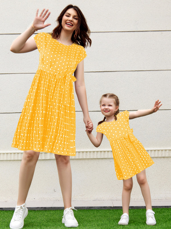 Women’s Woven Polka Dot Pleated Midi Dress