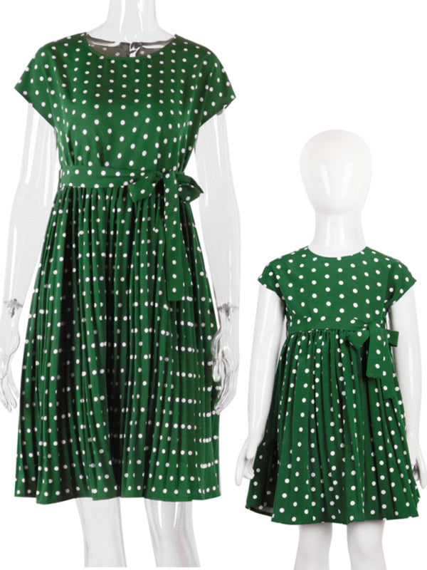 Women’s Woven Polka Dot Pleated Midi Dress