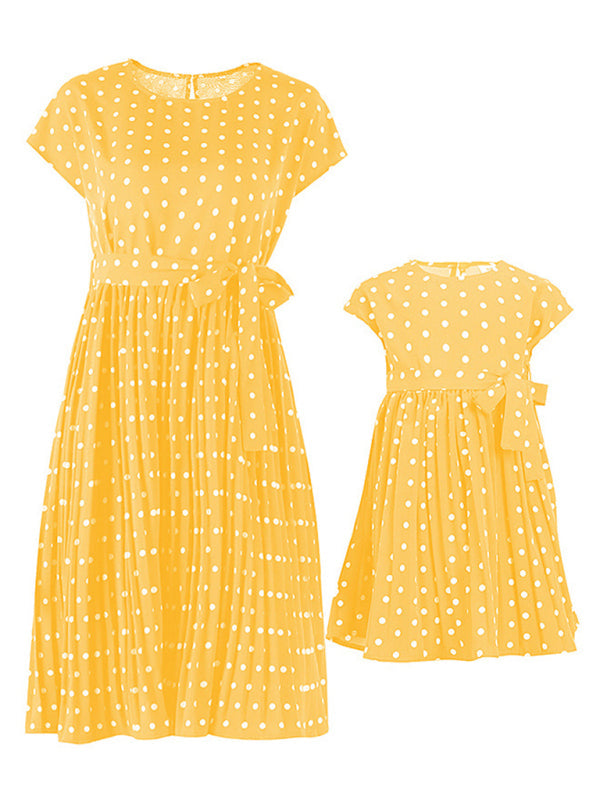 Women’s Woven Polka Dot Pleated Midi Dress