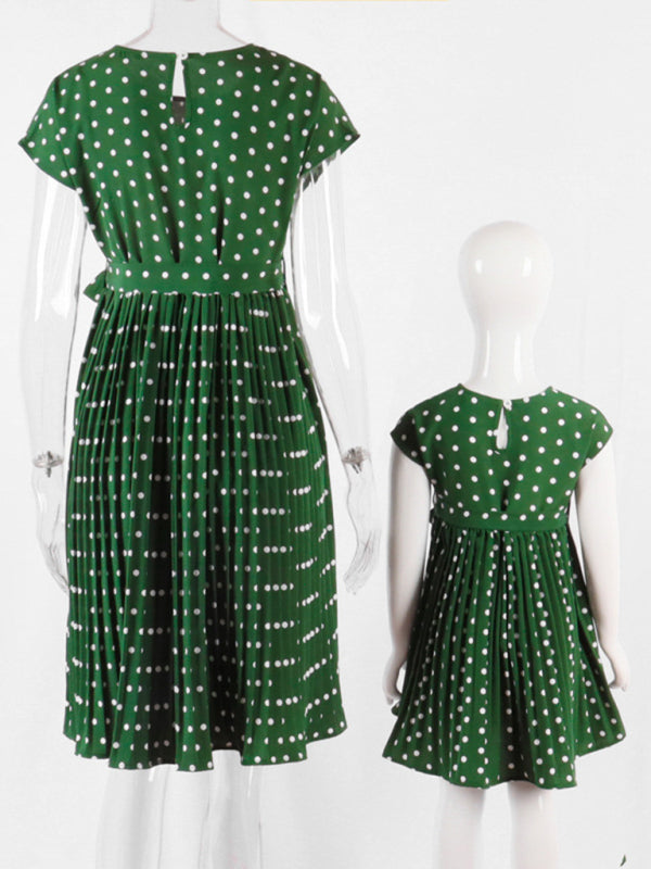 Women’s Woven Polka Dot Pleated Midi Dress