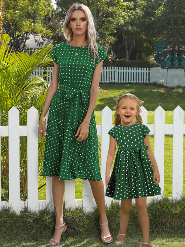 Women’s Woven Polka Dot Pleated Midi Dress