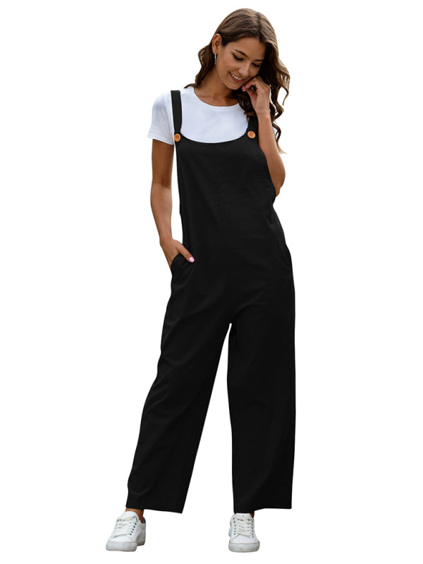 Women’s Woven Retro Casual Long Overalls