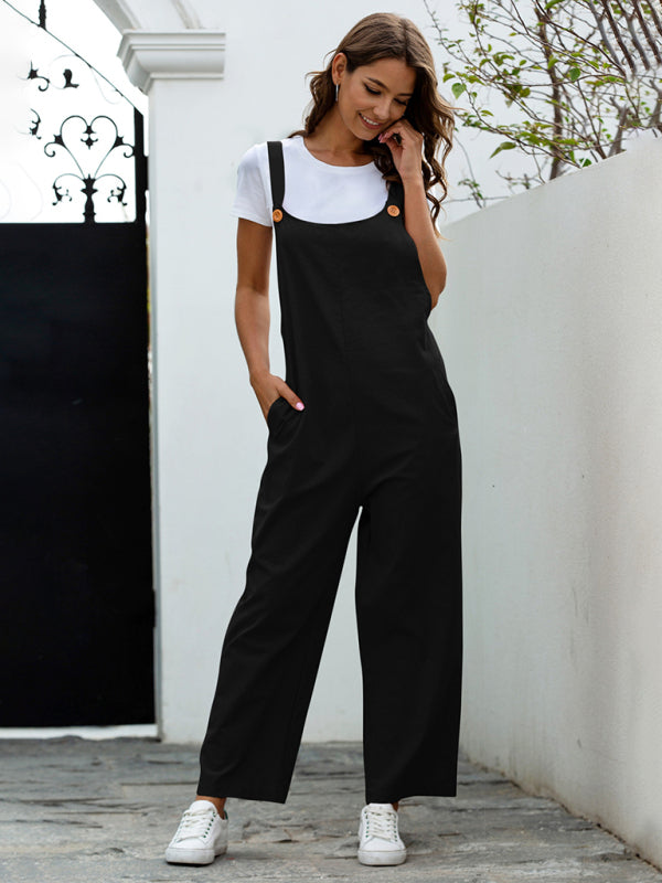 Women’s Woven Retro Casual Long Overalls