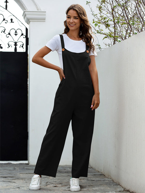 Women’s Woven Retro Casual Long Overalls