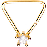 20G 3/8 Clear Star CZ Gem Gold Tone Triangle Seamless Ring