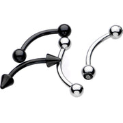 16G 5/16 Black Plated Steel Curved Barbell Eyebrow Ring Set of 4