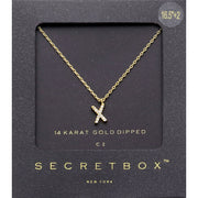 -X- Secret Box 14K Gold Dipped Cubic Zirconia Initial Monogram Pendant Necklace