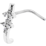 18G Clear CZ Bling Faux Hoop L Shaped Nose Ring