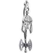 Handcrafted Viking Axe and Helmet Double Mount Dangle Belly Ring