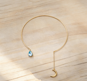 Simple & Elegant Zircon Moon Drop Choker