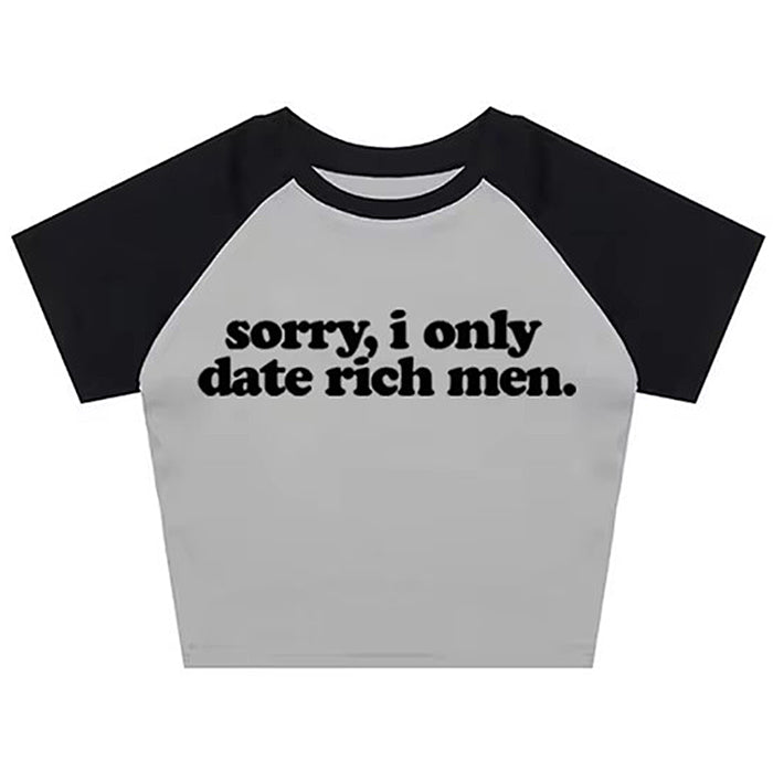 Y2K CROP TOP WITH BLACK SLEEVES FOR RICH MEN STYLE