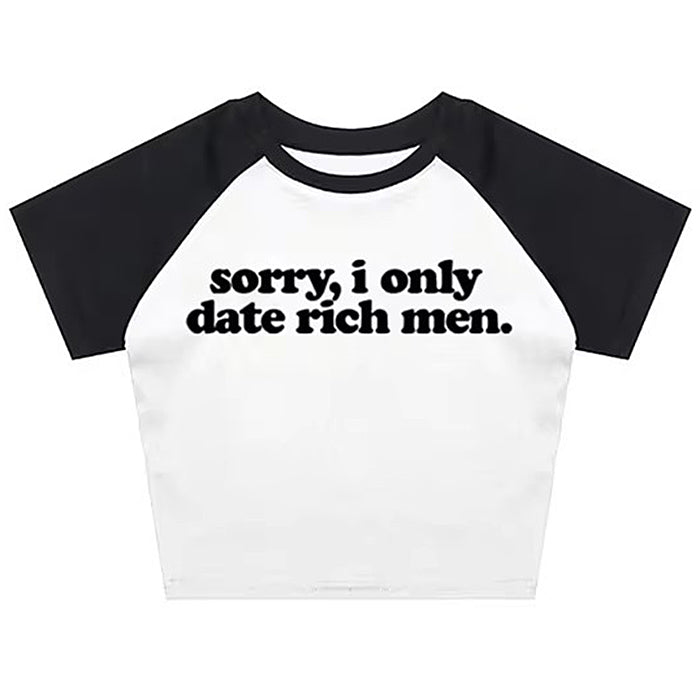 Y2K CROP TOP WITH BLACK SLEEVES FOR RICH MEN STYLE