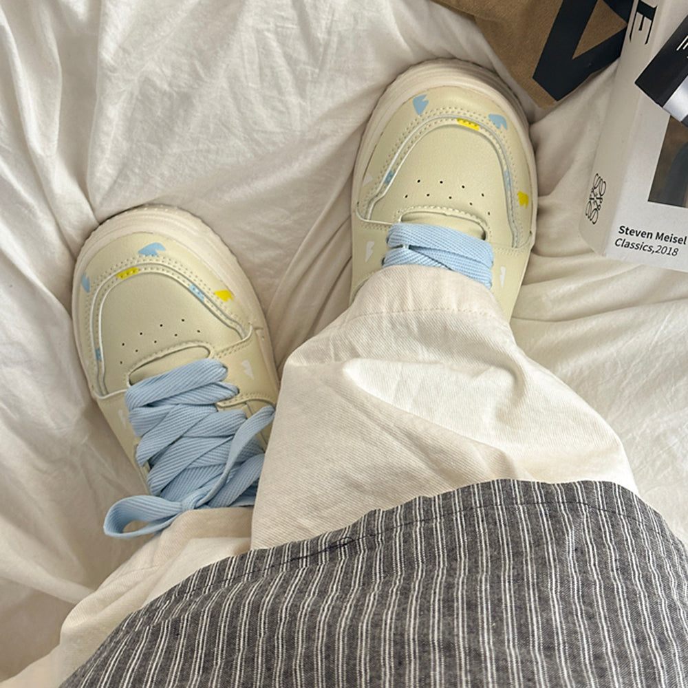 YELLOW CLOUD AESTHETIC SNEAKERS GIRL AESTHETIC SHOES