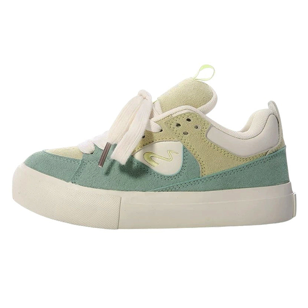 YELLOW DENIM VEGAN LEATHER CHILD SKATER SNEAKERS