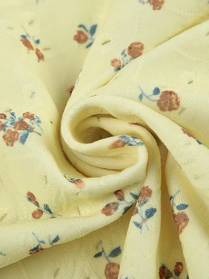 YELLOW FLORAL STRAPLESS TOP SLIM FIT SLEEVELESS DESIGN