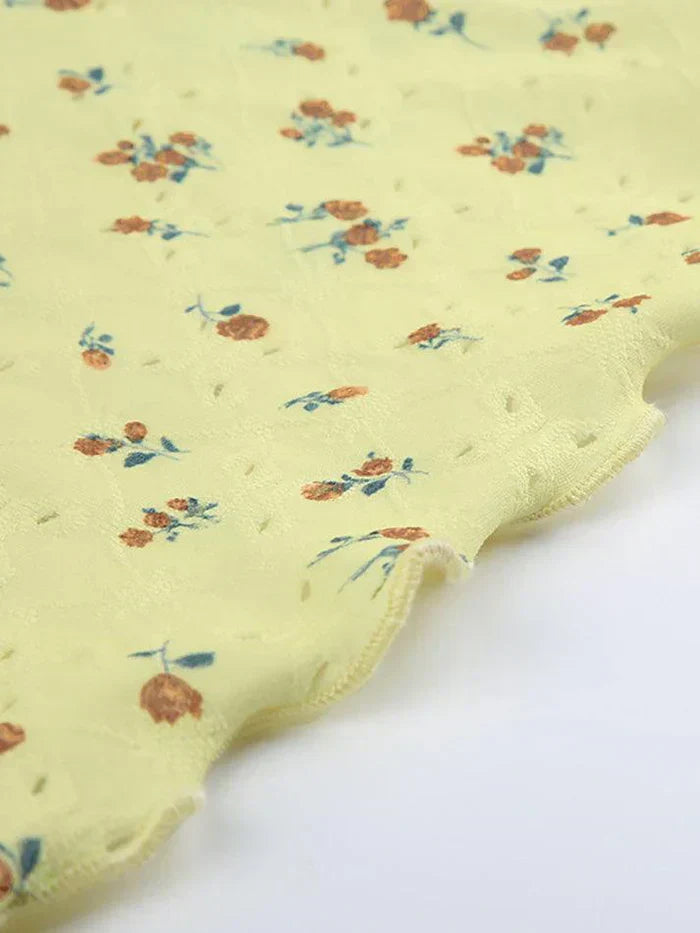 YELLOW FLORAL STRAPLESS TOP SLIM FIT SLEEVELESS DESIGN