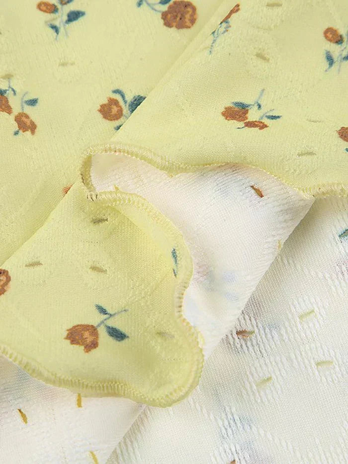 YELLOW FLORAL STRAPLESS TOP SLIM FIT SLEEVELESS DESIGN