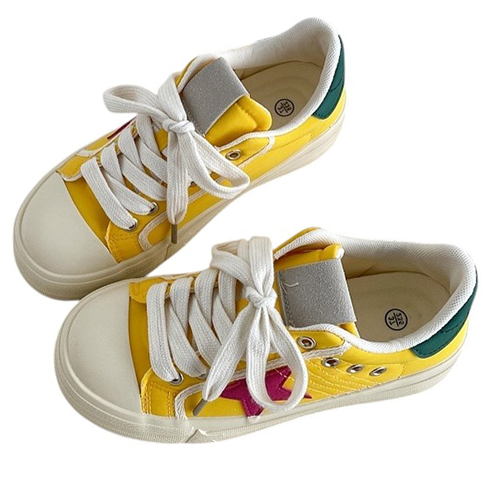 YELLOW STAR SNEAKERS WITH RED STAR PATCH