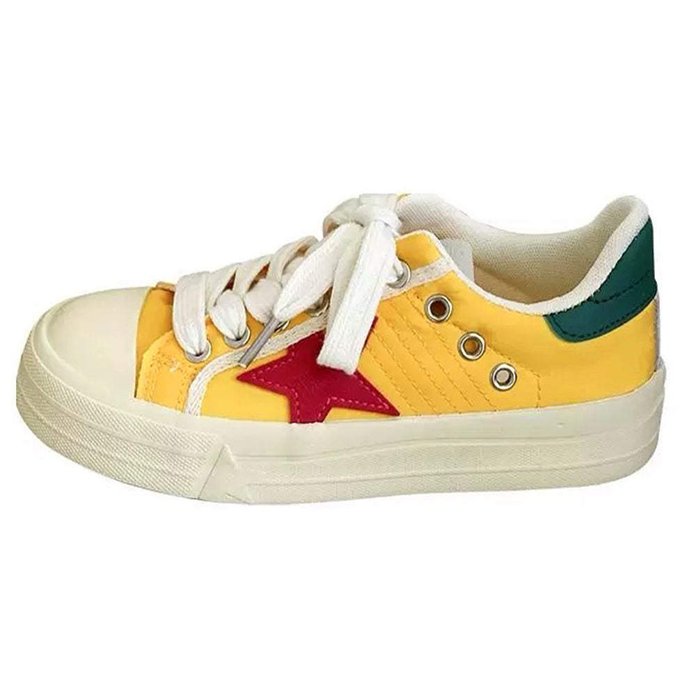 YELLOW STAR SNEAKERS WITH RED STAR PATCH