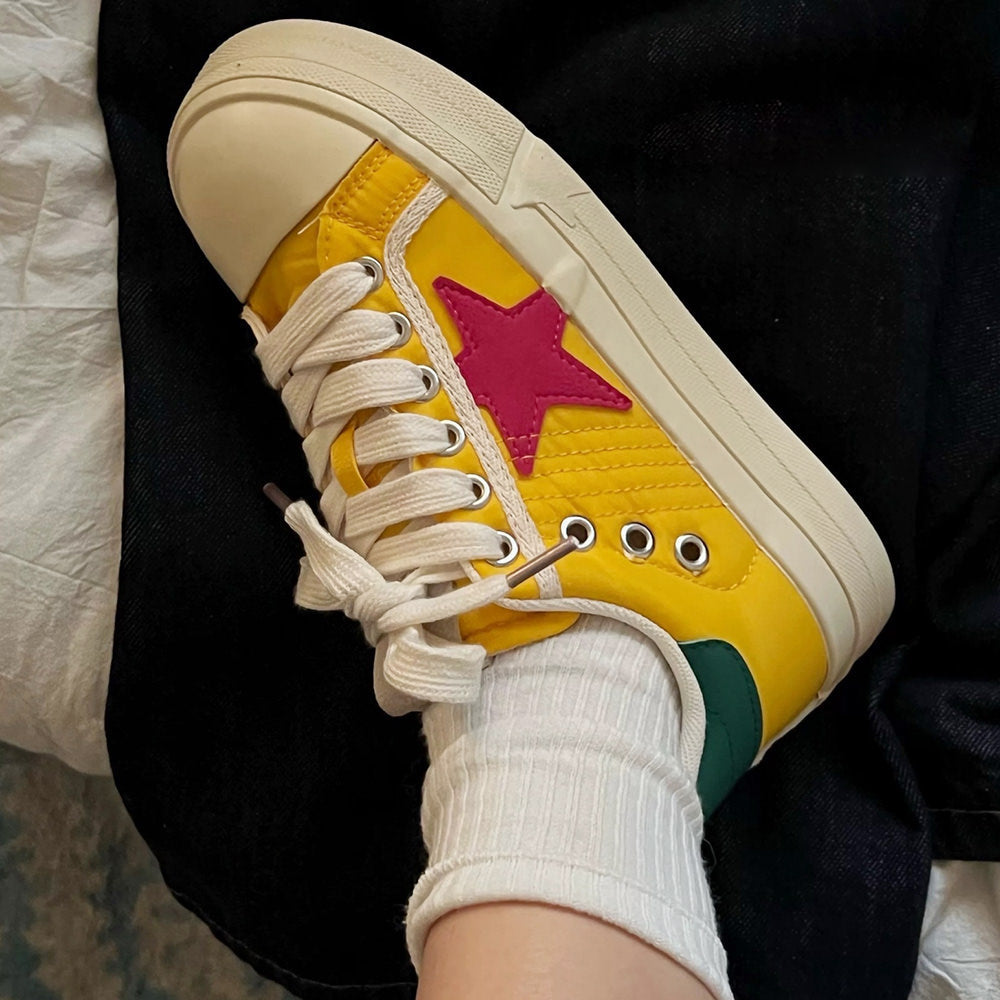 YELLOW STAR SNEAKERS WITH RED STAR PATCH