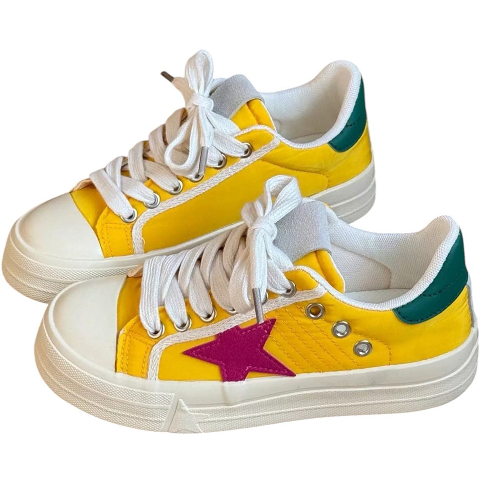 YELLOW STAR SNEAKERS WITH RED STAR PATCH