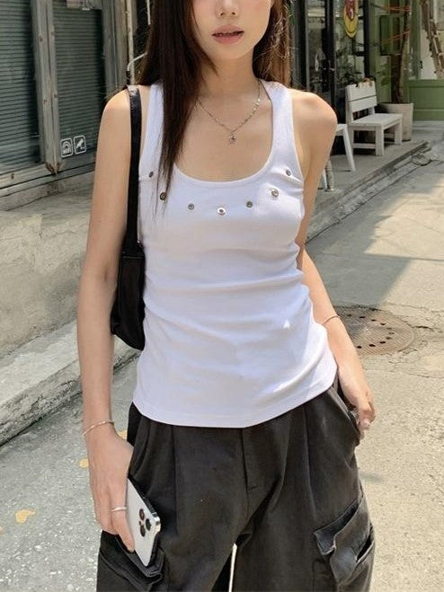 YELLOW TANK TOP AND BLACK SWEATPANTS SET IN SOFT KNIT FABRIC