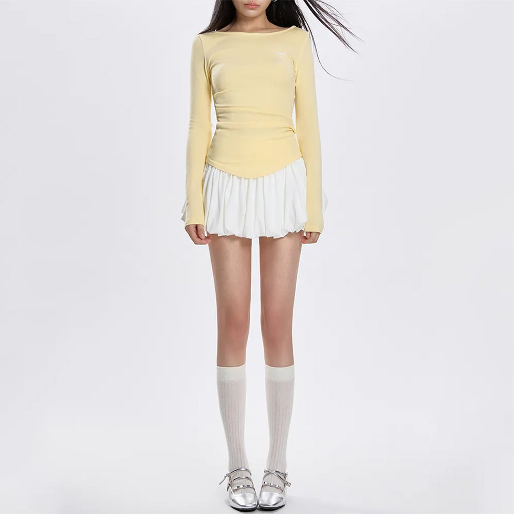 YELLOW TOP LEMON PIE LONG SLEEVE STRETCHY FABRIC