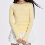 YELLOW TOP LEMON PIE LONG SLEEVE STRETCHY FABRIC