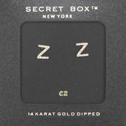 -Z- Secret Box 14K Gold Dipped Cubic Zirconia Initial Monogram Stud Earrings