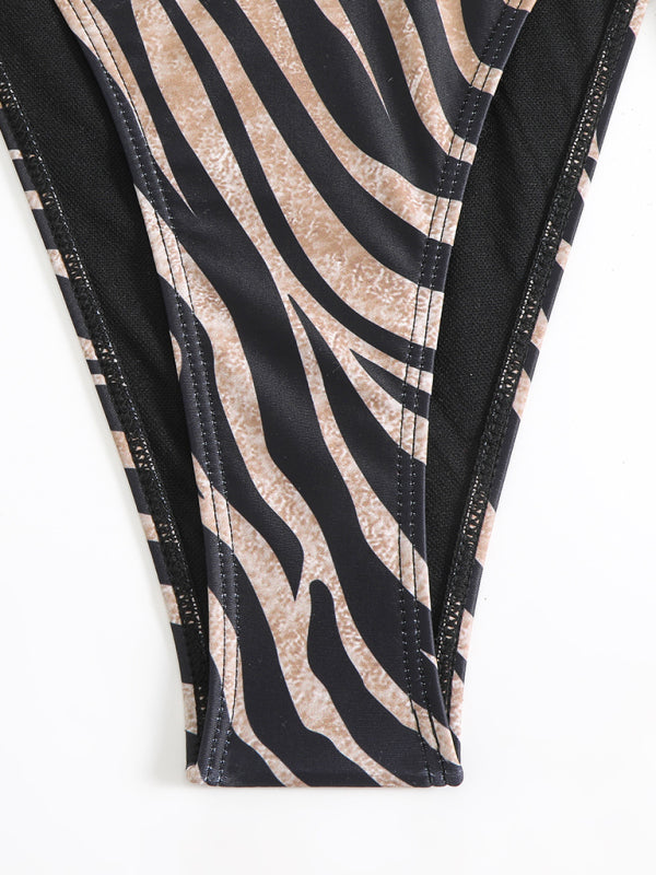 Zebra print halter bikini