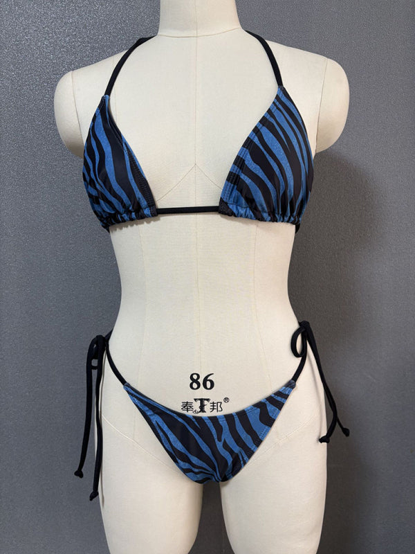 Zebra print halter bikini