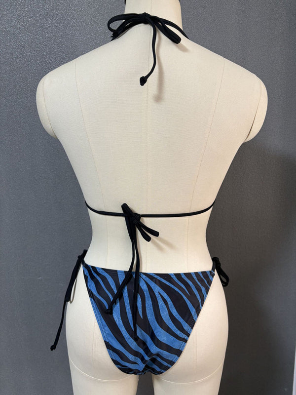 Zebra print halter bikini