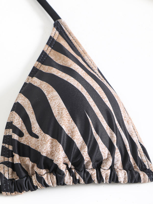 Zebra print halter bikini