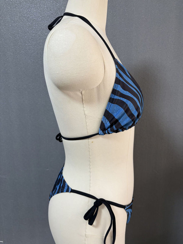Zebra print halter bikini