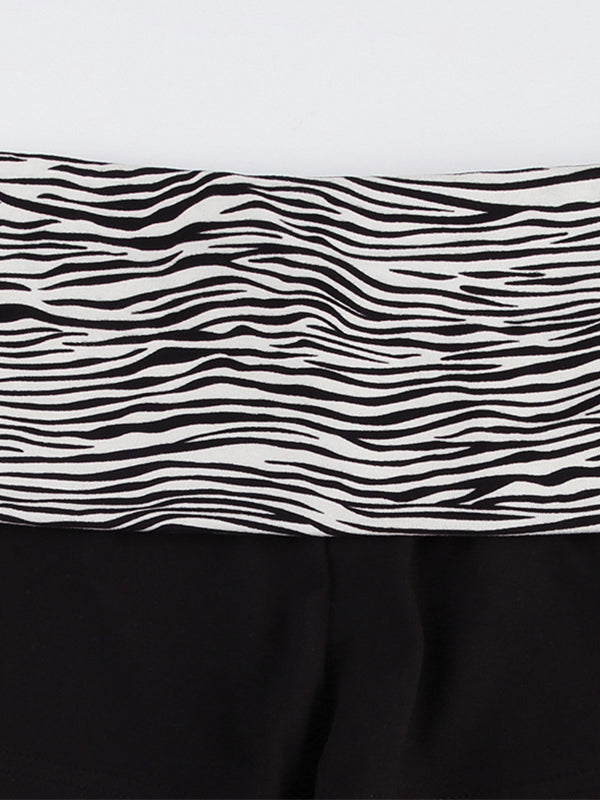 ZEBRA PRINT STITCHING SHORTS WITH VINTAGE STITCHING DETAILS