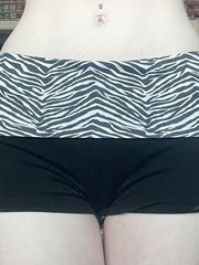 ZEBRA PRINT STITCHING SHORTS WITH VINTAGE STITCHING DETAILS