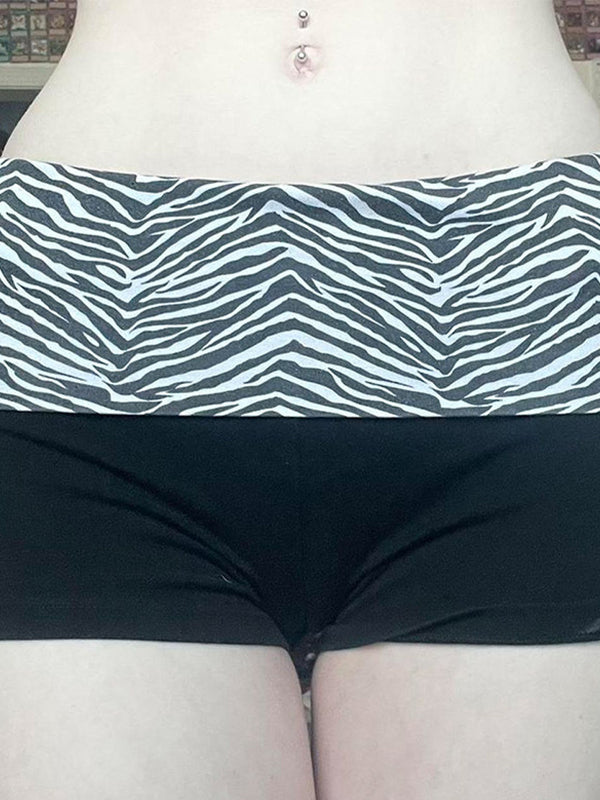 ZEBRA PRINT STITCHING SHORTS WITH VINTAGE STITCHING DETAILS